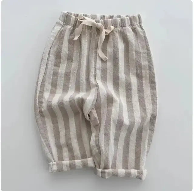 Classic Linen Cotton Stripe Pants for Kids