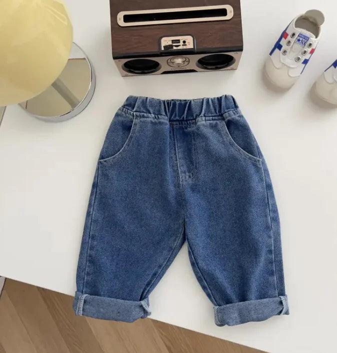Soft Casual Simple Solid Colour Jeans for Kids