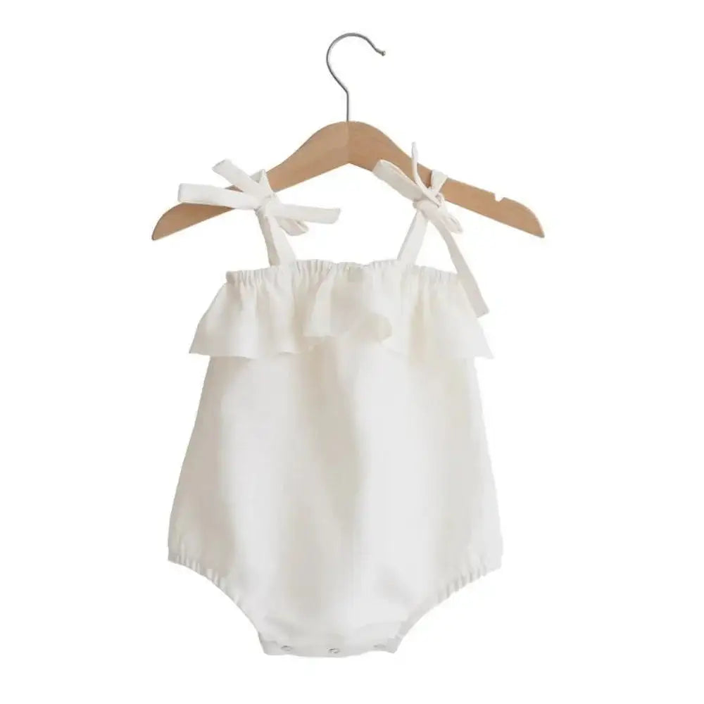 Ruffle-Trimmed Solid Colour Summer Romper