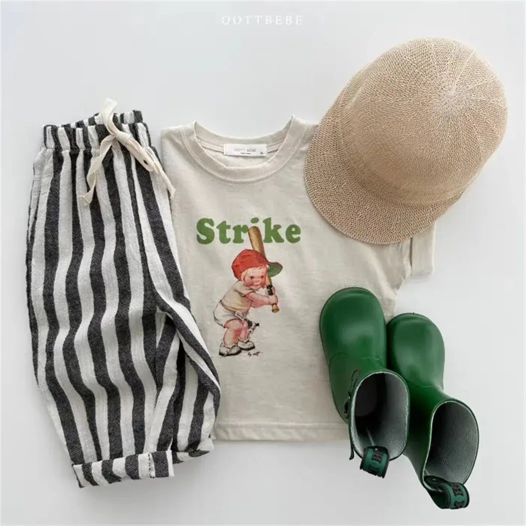 Classic Linen Cotton Stripe Pants for Kids