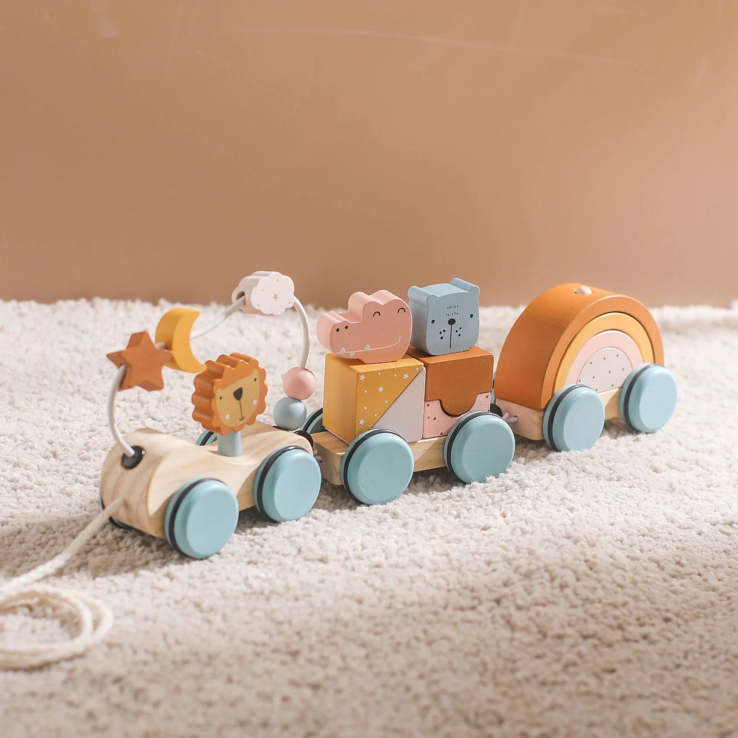 Wooden Building Block Train Toy