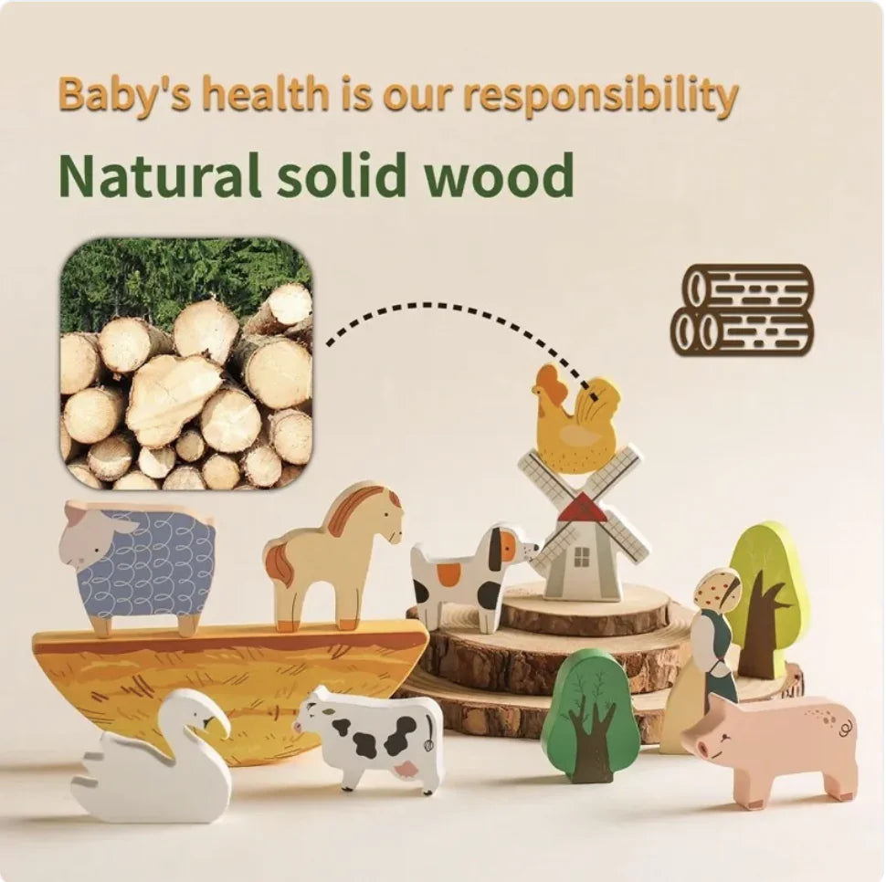 Children's Farm Animal Puzzle Stacking Blocks