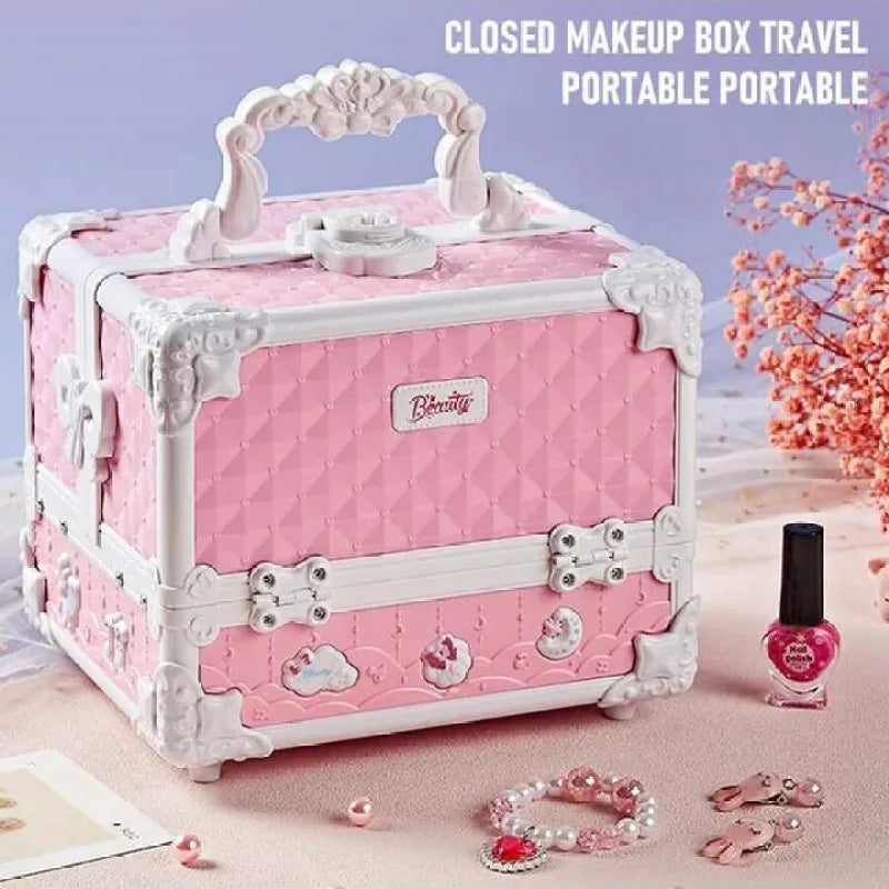 Children's Cosmetics Makeup Set Portable Box Simulation Nail Polish Play House Girl's Gift