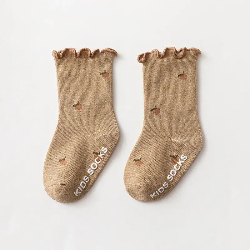 Set of 3 Pairs of Anti-Slip Children's Socks – Soft Cotton, Comfortable & Safe for Boys and Girls