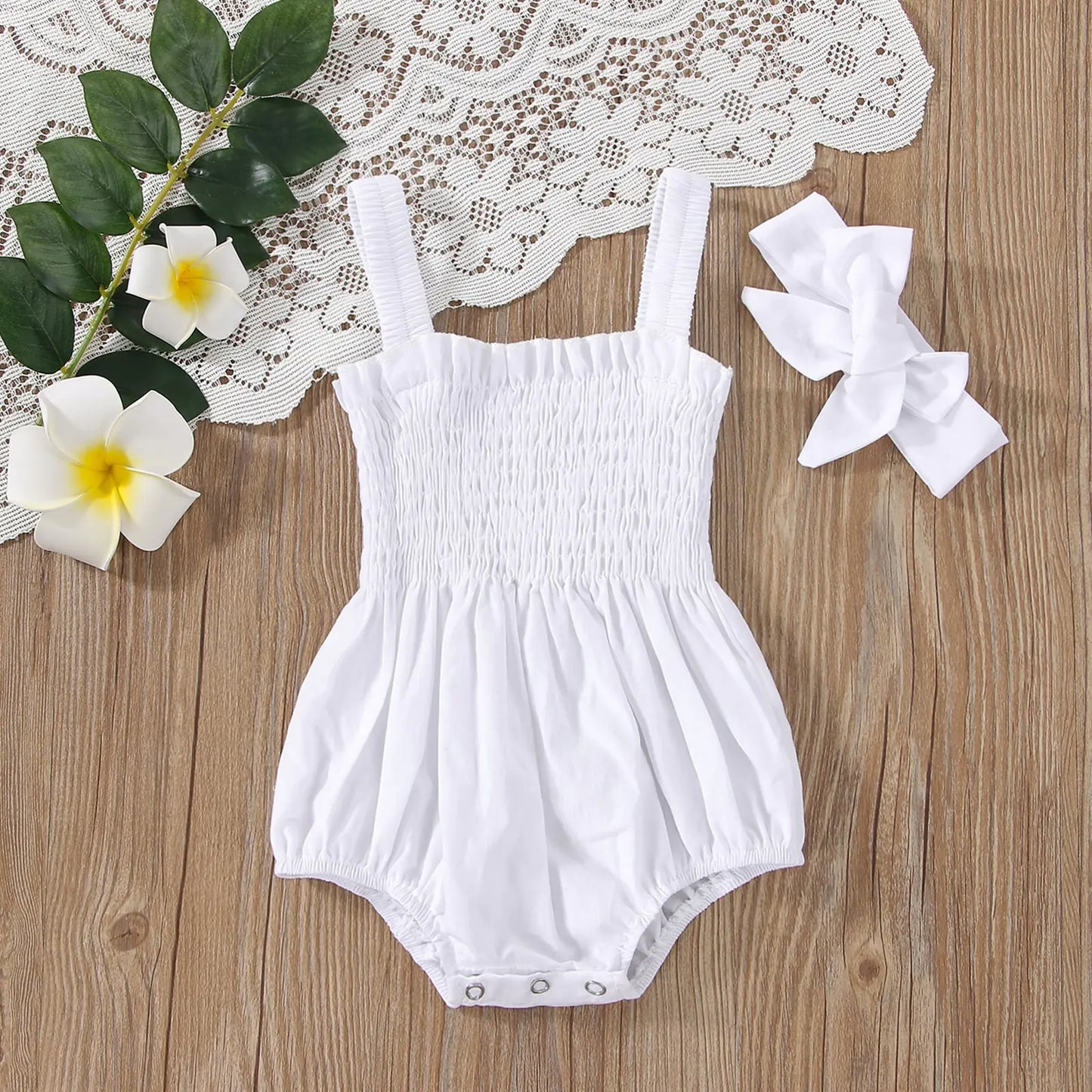 Sweet Summer Jumpsuit and Bow Set for Girls