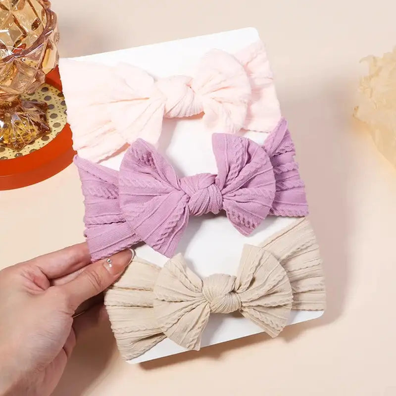 3-Piece Cable Knit Baby Headbands Set for Girls