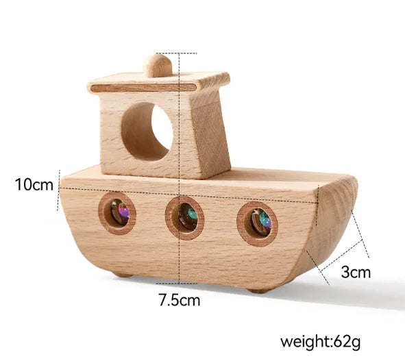 Wooden Helicopter and Ball Boat Educational Toy Set