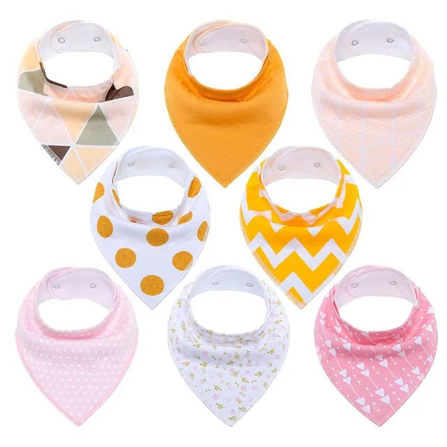 8-Piece Organic Cotton Baby Bandana Bibs - Soft, Absorbent & Stylish