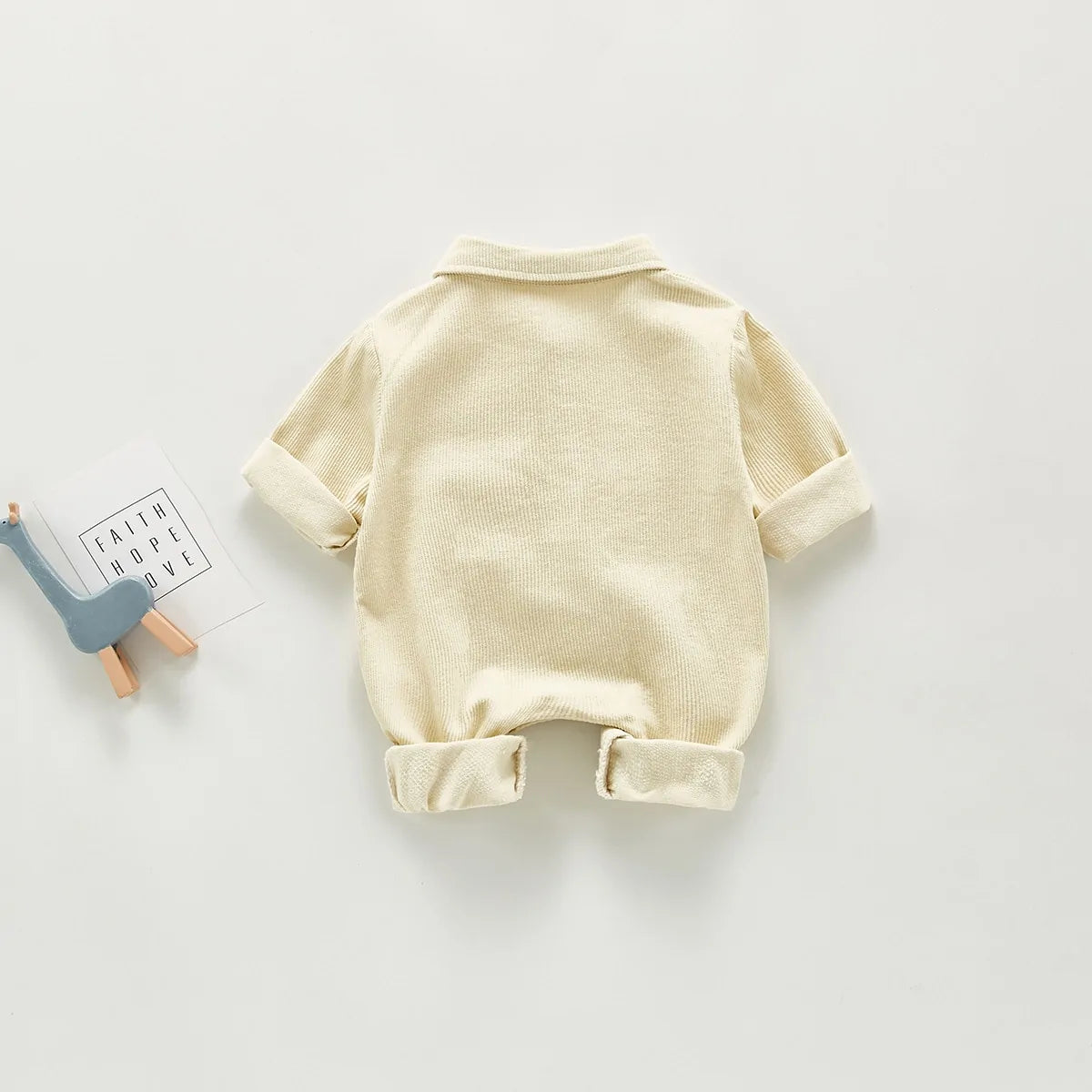Autumn Baby Jumpsuit with Turn-Down Collar
