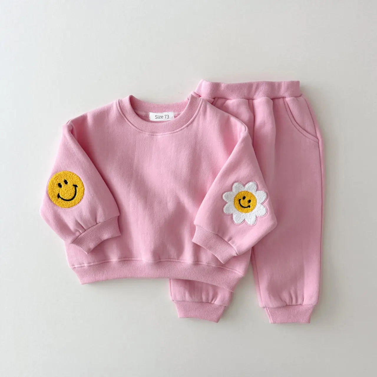 Winter Warm Baby Clothes Set with Fleece Sweatshirt and Pants