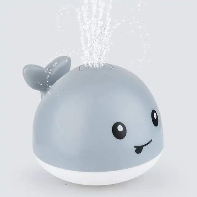 Baby Shower Whale Induction Water Spray Toy – White & Grey