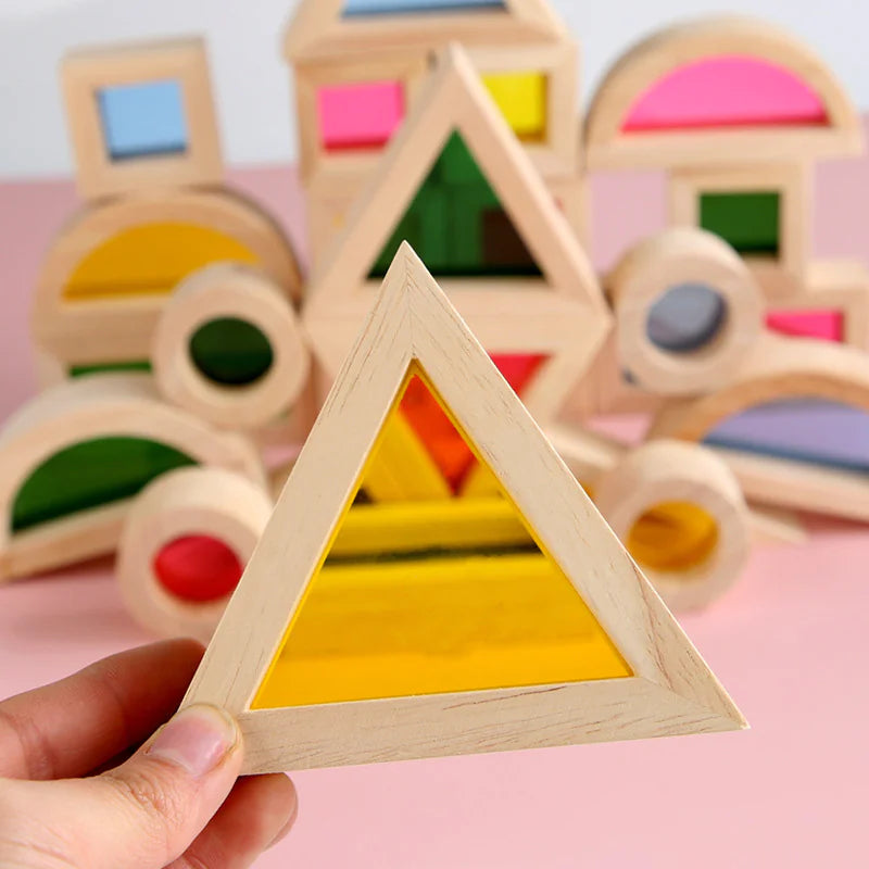 Colorful Kaleidoscope Building Blocks – Educational Wooden Toy for Shape and Color Recognition