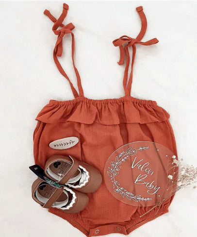 Ruffle-Trimmed Solid Colour Summer Romper