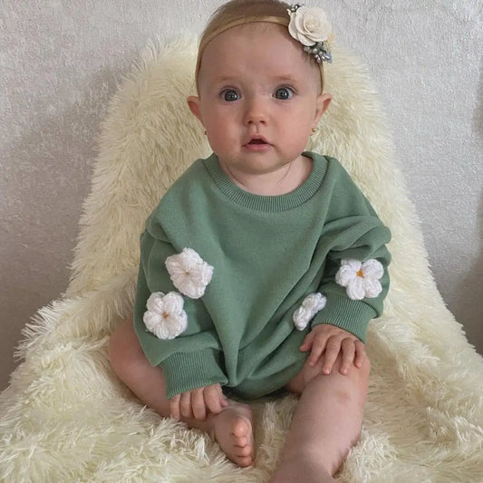 Flower Power and Cloud Oversized Romper for Girls