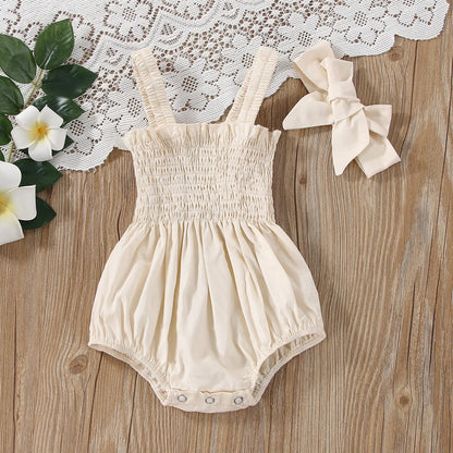Sweet Summer Jumpsuit and Bow Set for Girls