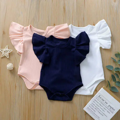 Soft Ruffled Sleeve Baby Girl Bodysuit