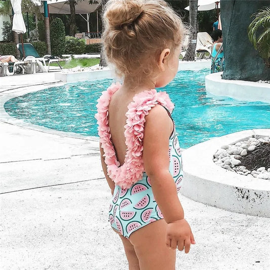 Sweet Watermelon Print Swimsuit for Girls