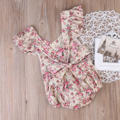 Baby Girl Floral Romper – Soft, Breathable & Easy Snap Closure