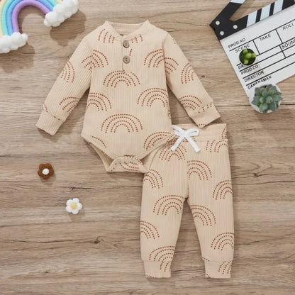 Cozy Cotton Baby Bodysuit & Elastic Pants Set for Boys
