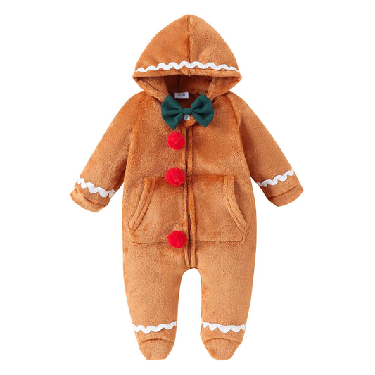 Christmas Baby Gingerbread Romper with Hat