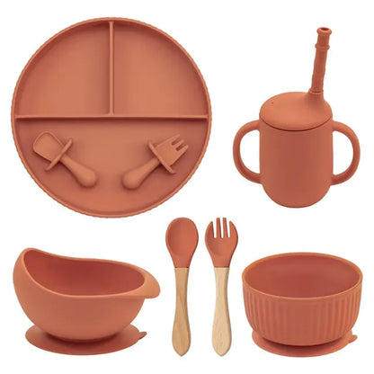 Baby Weaning Silicone Plate Bowl Set with Utensils and Cup
