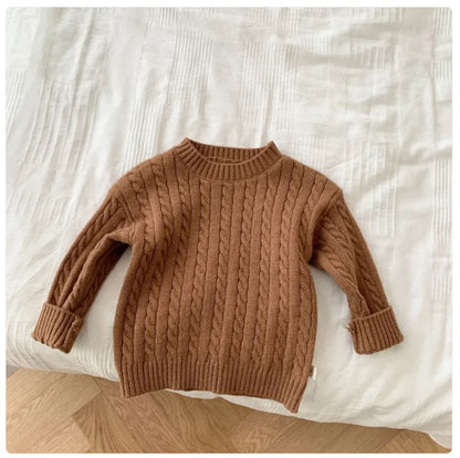 Children's Fried Dough Twists Sweater Solid Colour Set