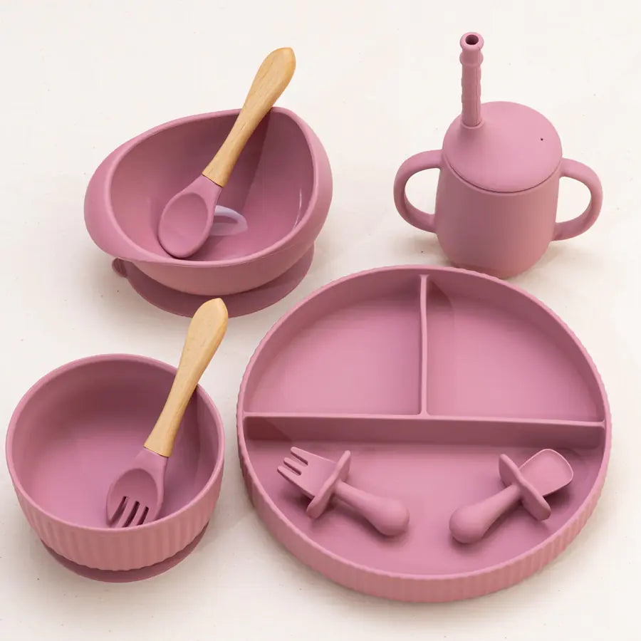 Baby Weaning Silicone Plate Bowl Set with Utensils and Cup