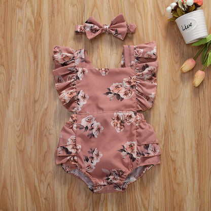 Soft Cotton Baby Romper & Headband Set