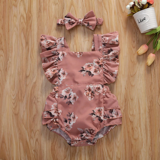 Soft Cotton Baby Romper & Headband Set