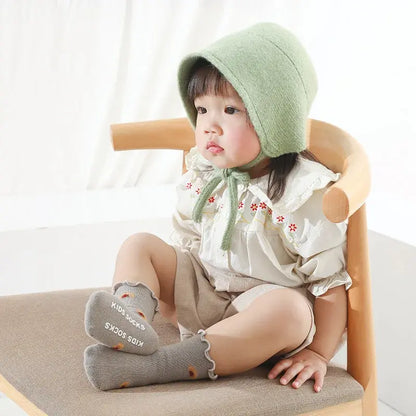Set of 3 Pairs of Anti-Slip Children's Socks – Soft Cotton, Comfortable & Safe for Boys and Girls