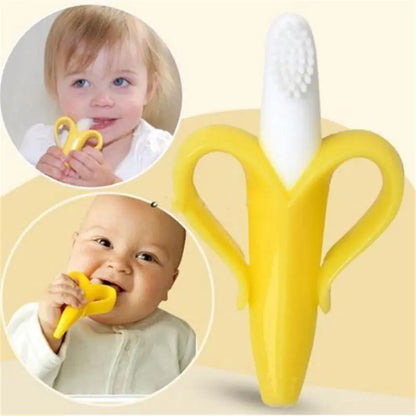 Banana Buds Silicone Baby Teether & Training Toothbrush