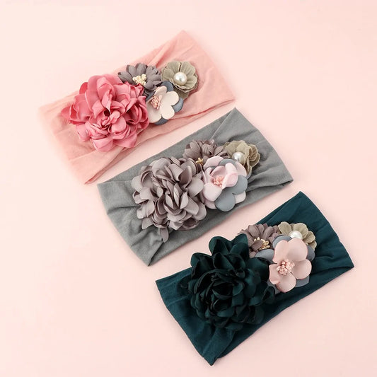Soft Floral Bow Headband for Little Girls