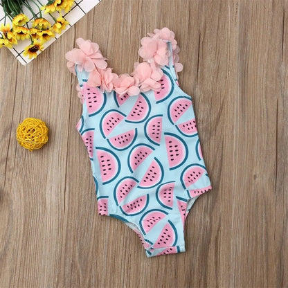 Sweet Watermelon Print Swimsuit for Girls