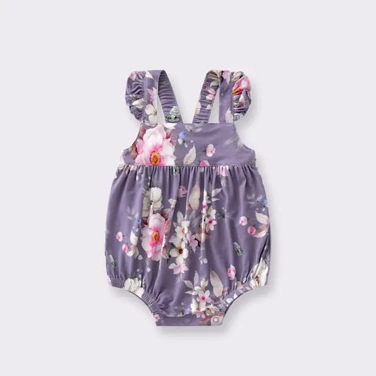 Bamboo Fiber Ruffle Sleeveless Floral Romper – Soft, Comfortable, and Stylish for Newborns