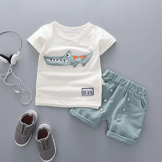 Summer Boys' Crocodile Print 2-Piece Outfit