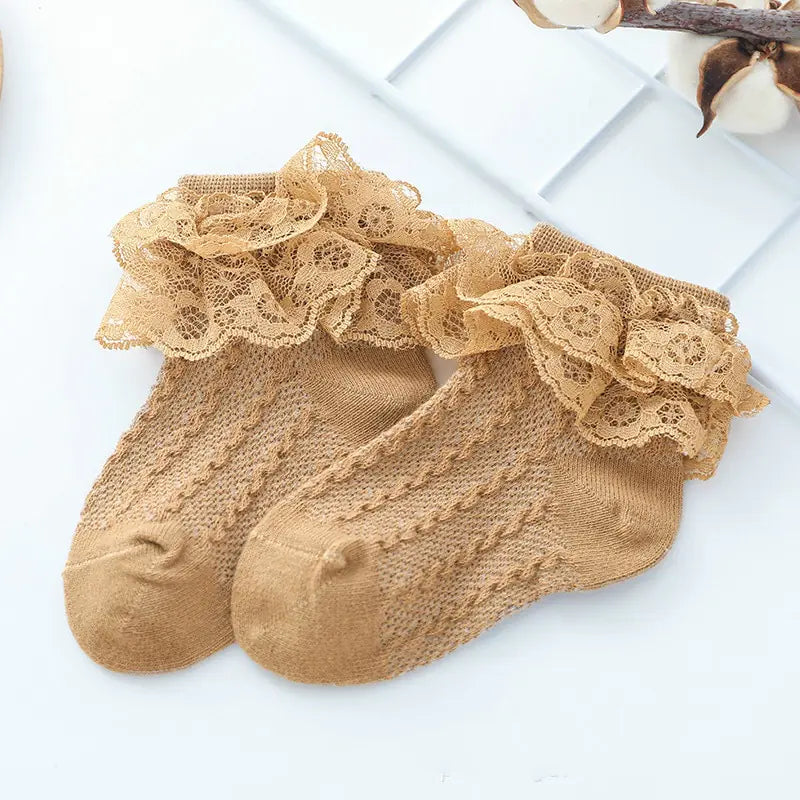 Ruffled Lace Ankle Socks for Girls