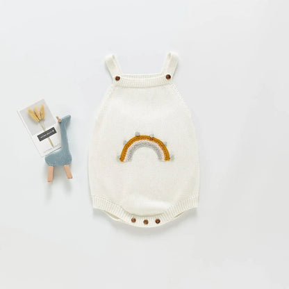 Rainbow Knitted Strap Romper for Girls
