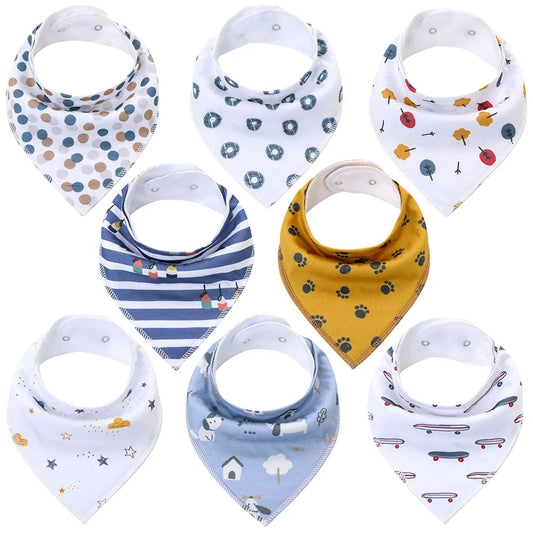 8-Piece Organic Cotton Baby Bandana Bibs - Soft, Absorbent & Stylish