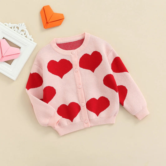 Heart Knit Baby Cardigan for Girls