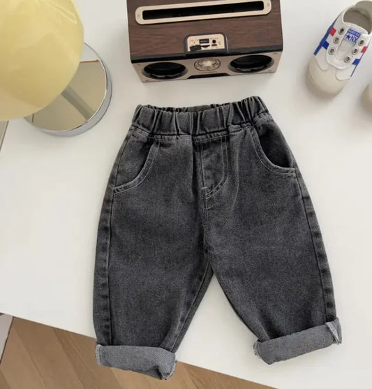 Soft Casual Simple Solid Colour Jeans for Kids