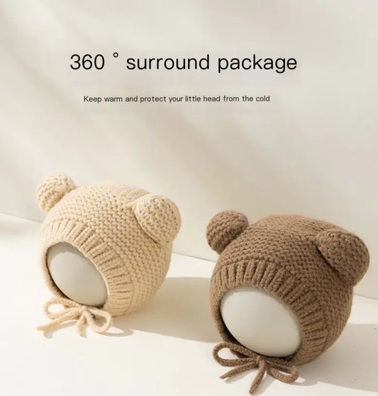 Knitted Winter Baby Beanie with Cute Bear Ears – Cozy and Adorable Hat for Baby Boys and Girls
