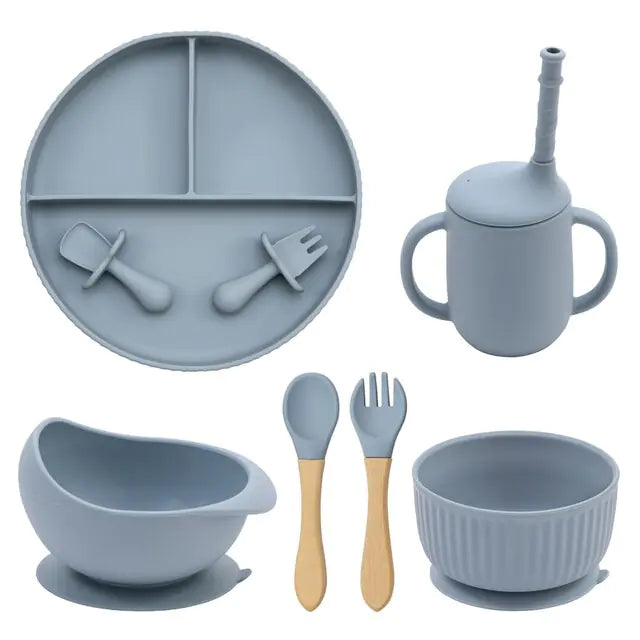 Baby Weaning Silicone Plate Bowl Set with Utensils and Cup