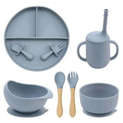 Baby Weaning Silicone Plate Bowl Set with Utensils and Cup