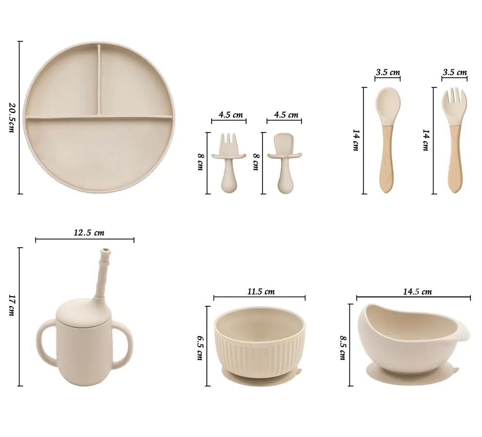 Baby Weaning Silicone Plate Bowl Set with Utensils and Cup