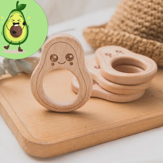 Wooden Avocado Teether Set - 5pc