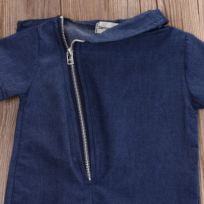 Soft Denim Romper Jumpsuit for Toddlers – Comfortable, Durable, and Stylish