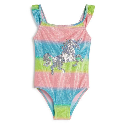 Enchanting Embroidery Kids One-Piece Swimsuit