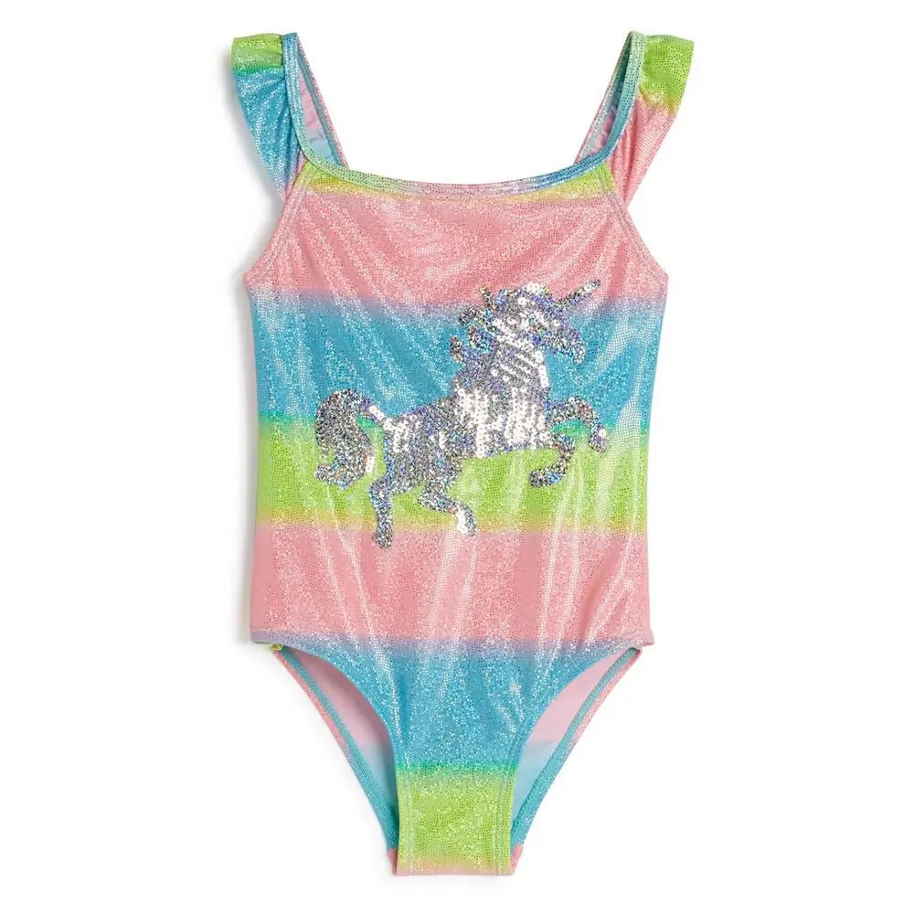 Enchanting Embroidery Kids One-Piece Swimsuit