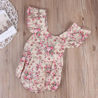 Baby Girl Floral Romper – Soft, Breathable & Easy Snap Closure