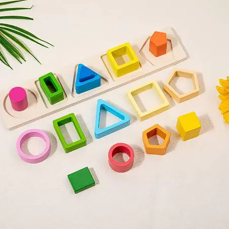 Wooden Stacking Blocks – Montessori Toy for Shape, Color, and Sorting Skills
